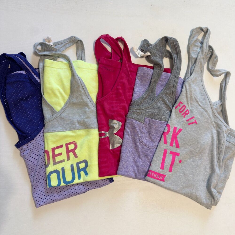 Under Armour Bundle lot of 5 Tank Tops XS Athletic Workout Tops
